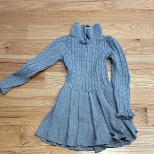 Grey pleated sweater dress